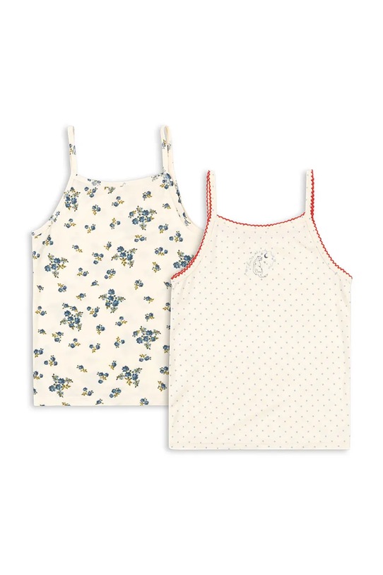 Konges Sløjd top dziecięcy MIMMI MODAL STRAP TOPS 2-pack wzorzyste beżowy KS104598.PPY2