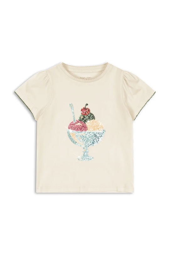 Konges Sløjd t-shirt bawełniany dziecięcy FAMO PUFF TEE GOTS KS104804.PPY2 beżowy SS26