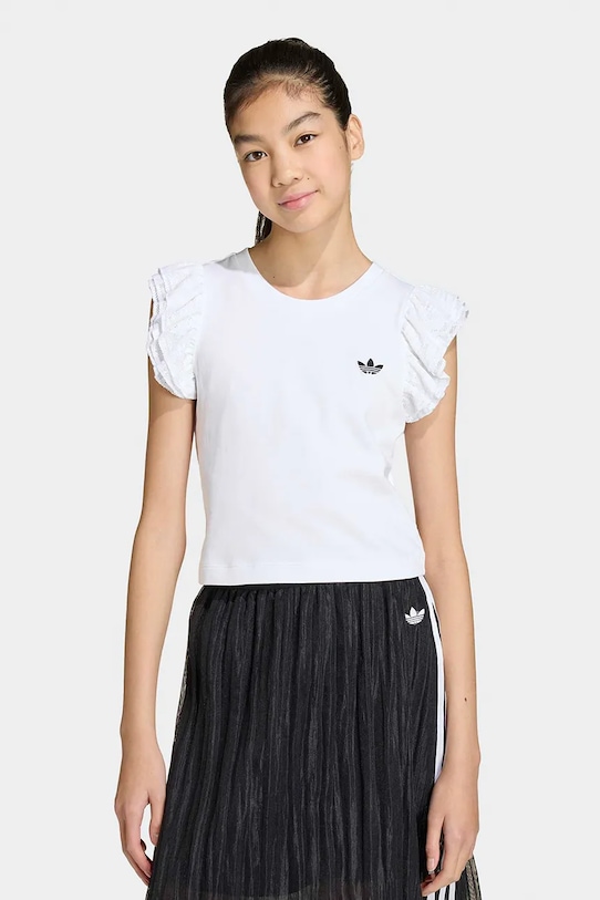 adidas Originals tricou copii cu bumbac alb KC6771