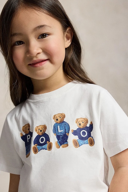 Παιδικό βαμβακερό μπλουζάκι Polo Ralph Lauren 312A11851001 λευκό