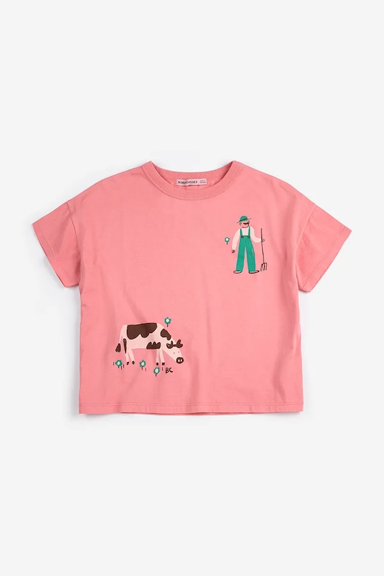 Dječja pamučna majica kratkih rukava Bobo Choses Farm Adventure 126AC004 roza SS26