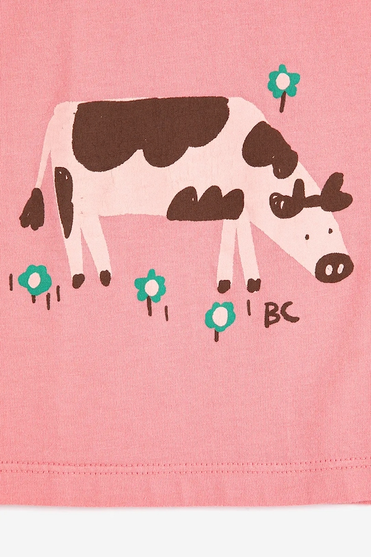 Djevojčice Dječja pamučna majica kratkih rukava Bobo Choses Farm Adventure 126AC004 roza