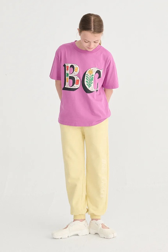Bobo Choses t-shirt bawełniany dziecięcy Spring Letters fioletowy 126AC007