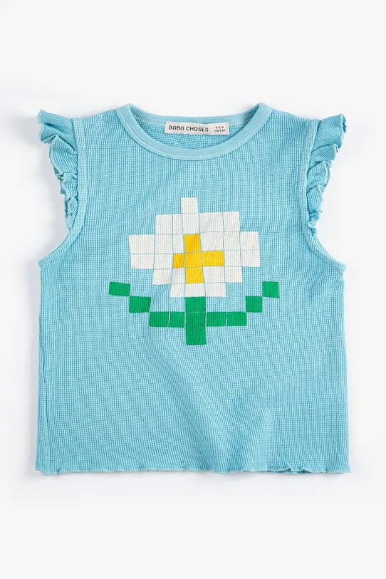 Bobo Choses top bawełniany dziecięcy Pixel Daisy 126AC029 niebieski SS26