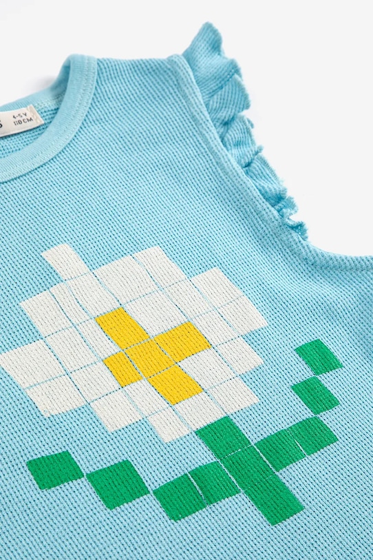 Dziewczynka Bobo Choses top bawełniany dziecięcy Pixel Daisy 126AC029 niebieski