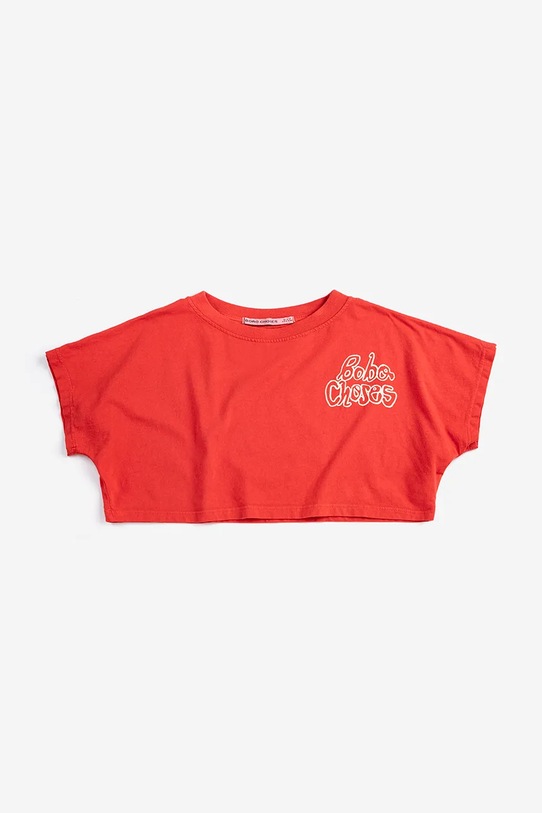Bobo Choses t-shirt bawełniany dziecięcy Bobo Choses By Hand 126AC139 czerwony SS26