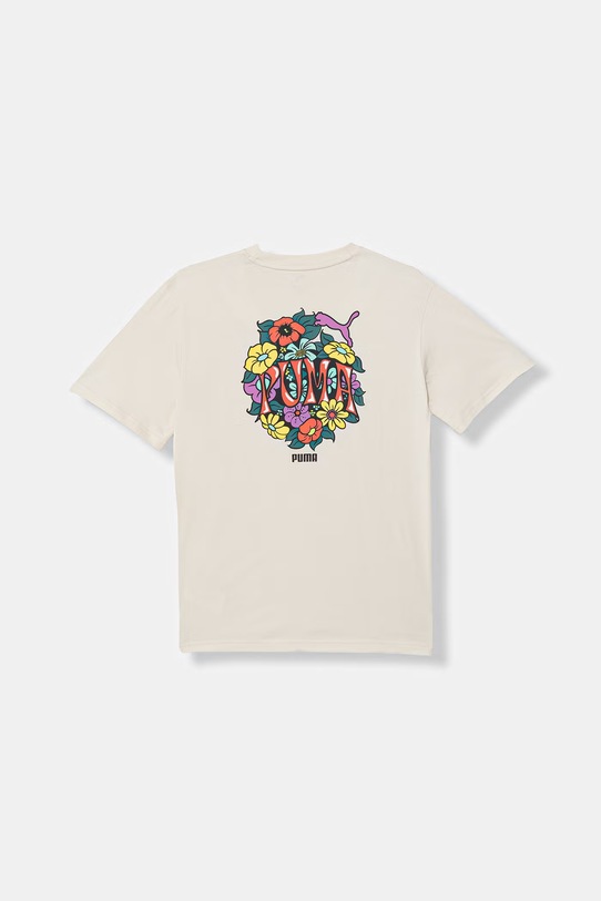 Παιδικό βαμβακερό μπλουζάκι Puma MID90s στάμπα μπεζ 691729