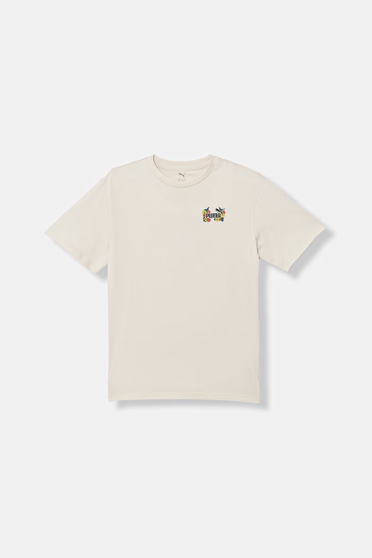 Παιδικό βαμβακερό μπλουζάκι Puma MID90s 691729 μπεζ SS26