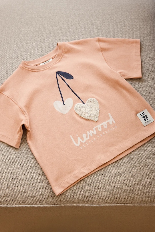 Παιδικό βαμβακερό μπλουζάκι Liewood Tyler Placement SS T-shirt ροζ LW20637.PPY2
