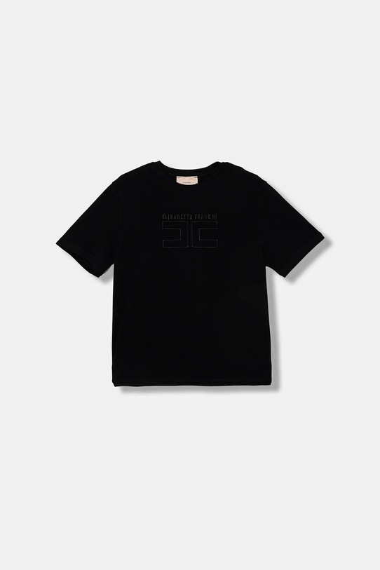 Elisabetta Franchi t-shirt dziecięcy z elastanem czarny EFTS256.0.JE006.140.158