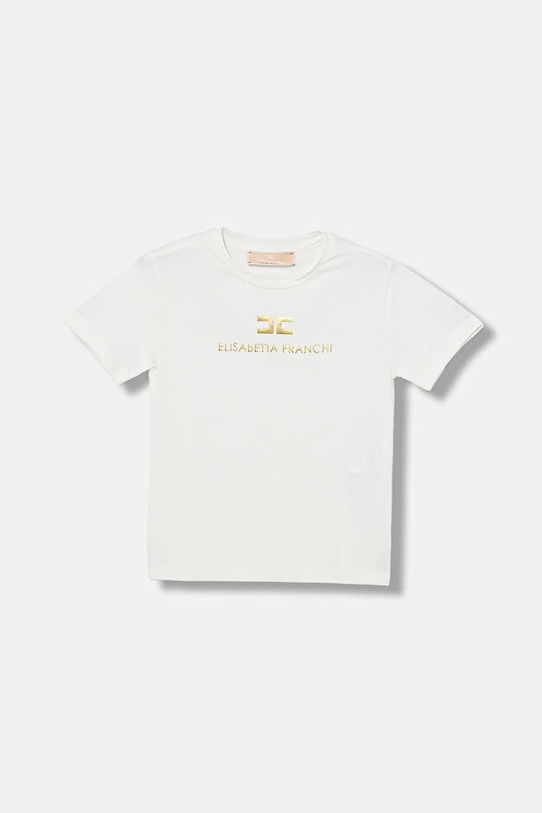 Elisabetta Franchi t-shirt dziecięcy z elastanem beżowy EFTS260.0.JE006.98.128