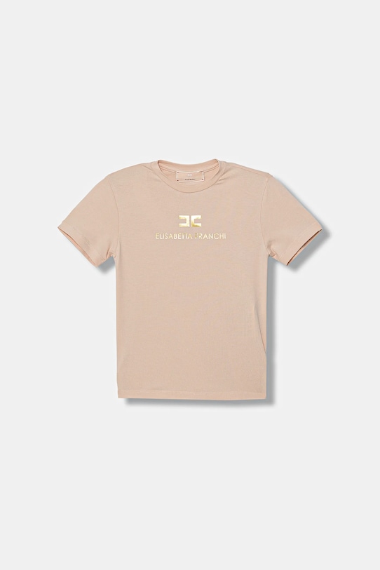 Elisabetta Franchi t-shirt dziecięcy z elastanem pomarańczowy EFTS260.0.JE006.98.128