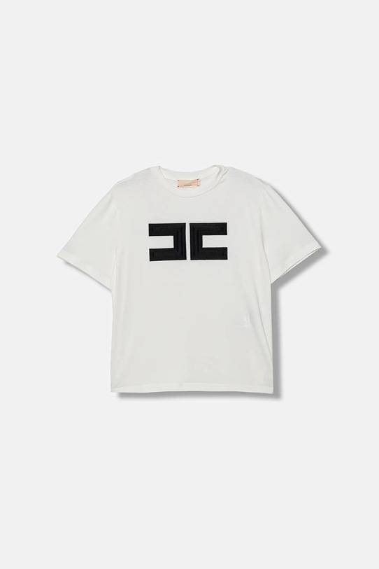Elisabetta Franchi t-shirt dziecięcy aplikacja beżowy EFTS262.0.JE006.140.158