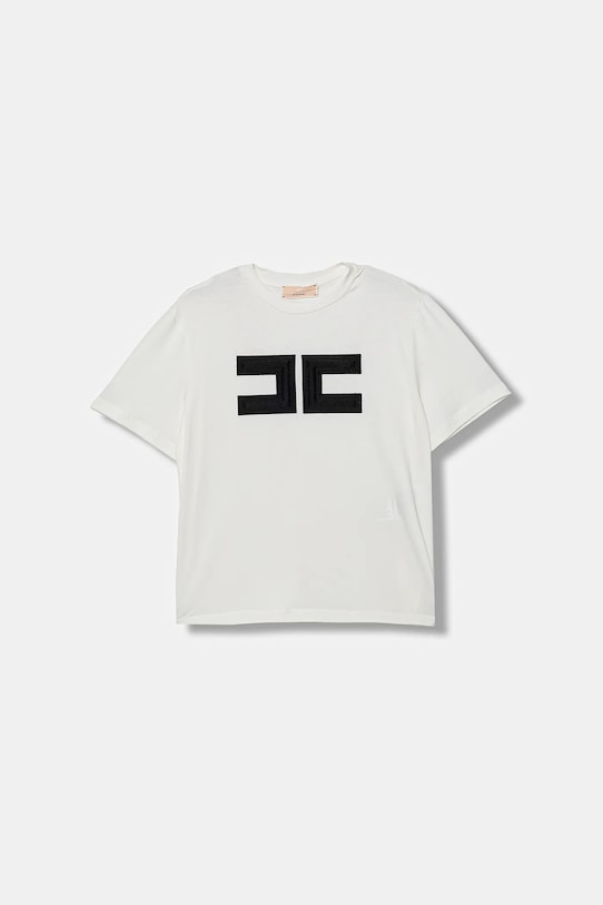 Elisabetta Franchi t-shirt dziecięcy aplikacja beżowy EFTS262.0.JE006.140.158