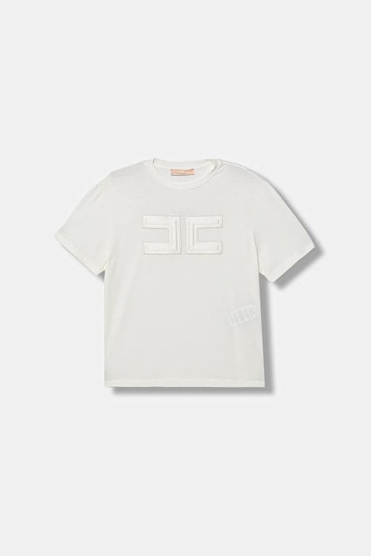 Elisabetta Franchi t-shirt dziecięcy aplikacja beżowy EFTS262.0.JE006.140.158