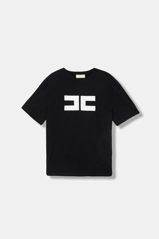 Elisabetta Franchi t-shirt dziecięcy aplikacja czarny EFTS262.0.JE006.140.158