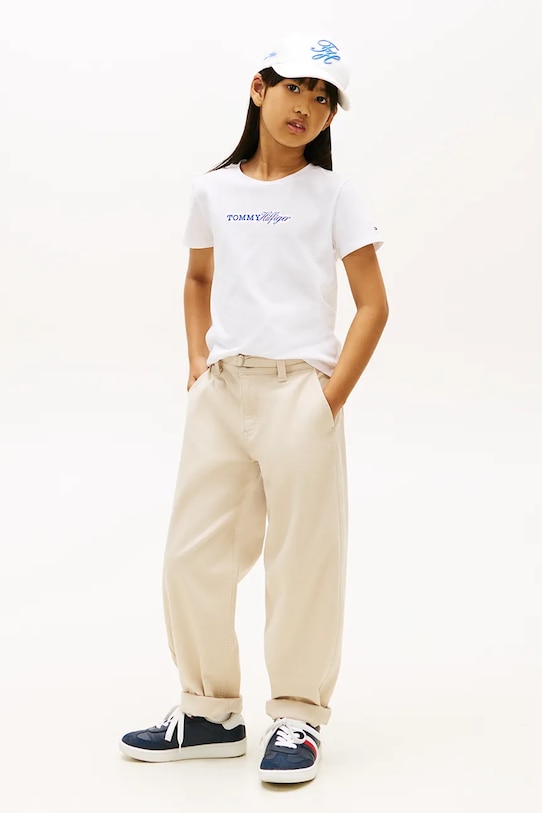 Dziewczynka Tommy Hilfiger t-shirt basic dziecięcy KG0KG09123.128.176.PPY2 biały