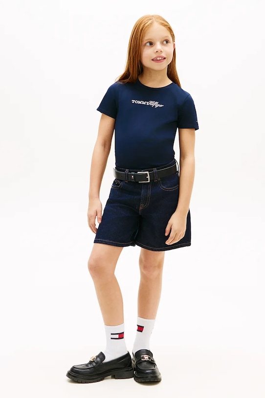Dziewczynka Tommy Hilfiger t-shirt basic dziecięcy KG0KG09123.128.176.PPY2 granatowy