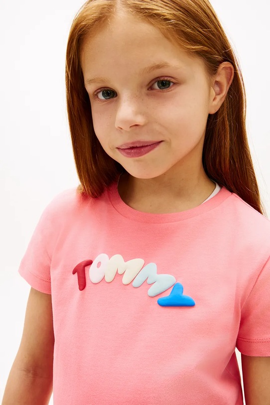 Tommy Hilfiger T-shirt dziecięcy bawełniany KG0KG09246.128.176.PPY2 różowy