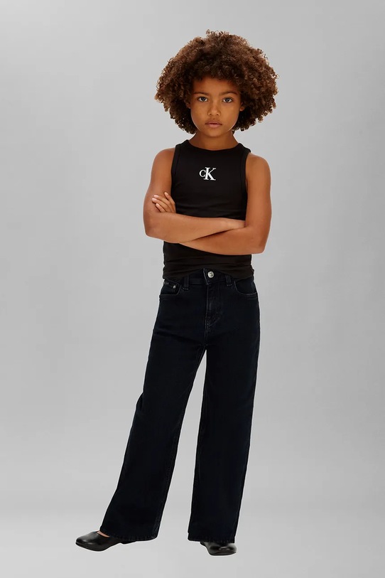DÍVKA Calvin Klein Jeans top dětský bavlněný LVCKSJB10G.128.176.PPY2 černá