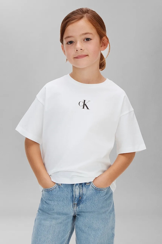 Calvin Klein Jeans tričko dětské bavlněné bílá LVCKSJA16G.128.176.PPY2