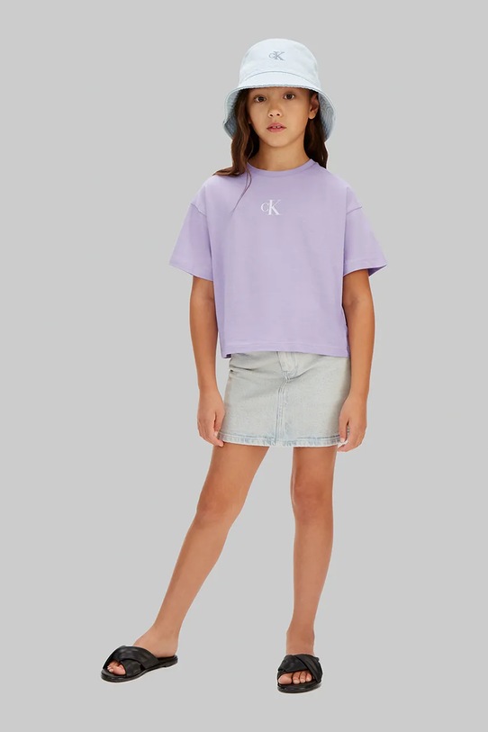 Calvin Klein Jeans тениска за деца от памук LVCKSJA16G.128.176.PPY2 виолетов