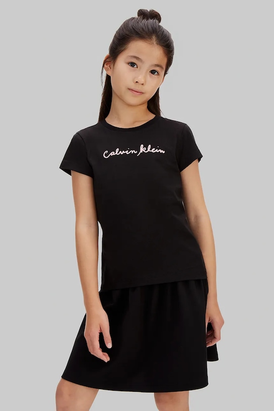 Calvin Klein Jeans T-shirt παιδικό βαμβακερό μαύρο LVCKSJA17G.128.176.PPY2