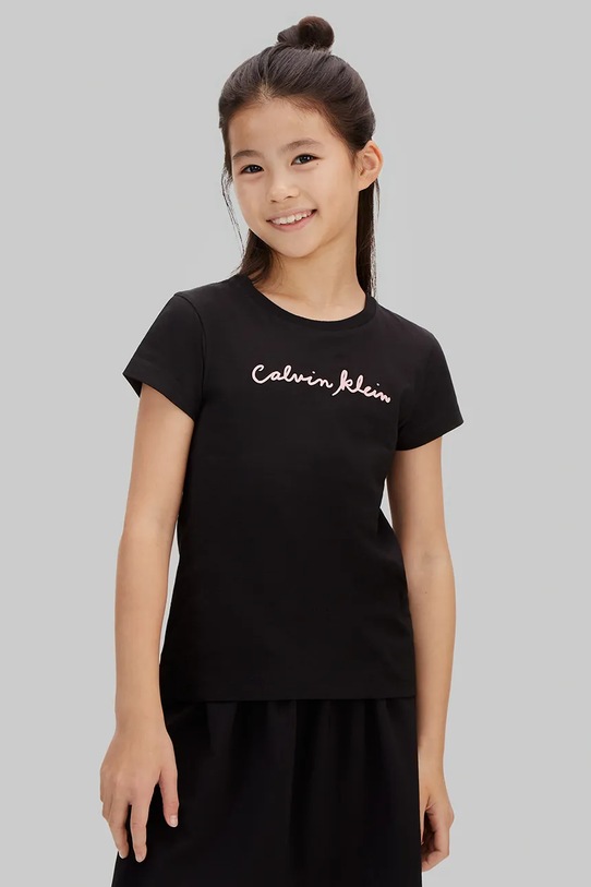 Calvin Klein Jeans T-shirt παιδικό βαμβακερό LVCKSJA17G.128.176.PPY2 μαύρο