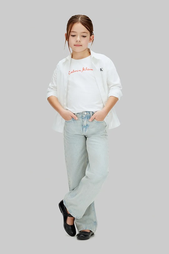 Calvin Klein Jeans тениска за деца от памук LVCKSJA17G.104.116.PPY2 бял
