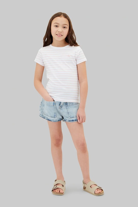DÍVKA Calvin Klein Jeans tričko dětské bavlněné LVCKSJA51G.104.116.PPY2 bílá