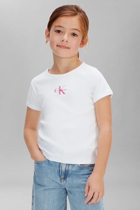 Calvin Klein Jeans tričko dětské bavlněné bílá LVCKSJB11G.128.176.PPY2