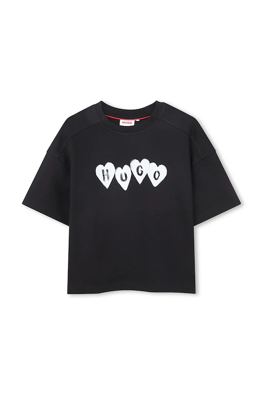 Detské bavlnené tričko HUGO G01052.156.162 čierna SS26