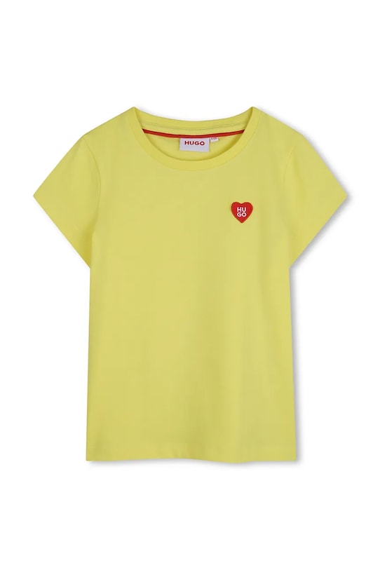 Detské bavlnené tričko HUGO nášivka žltá G01047.156.162