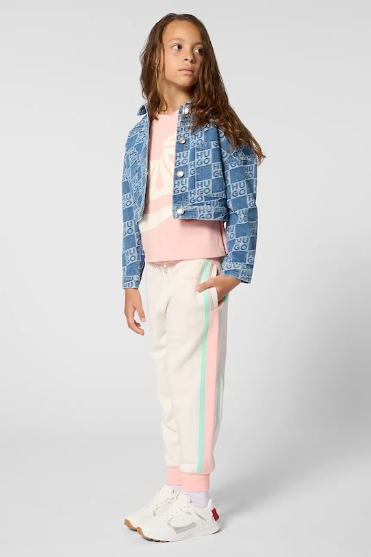 Detské bavlnené tričko HUGO G01049.102.108 oranžová