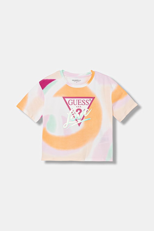 Guess t-shirt dziecięcy wzorzyste pomarańczowy J6GI03.K6YW4.PPY2.M