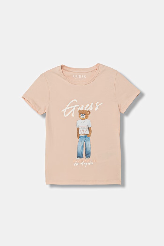 Guess t-shirt dziecięcy z elastanem różowy J6GI04.K6YW4.PPY2.M