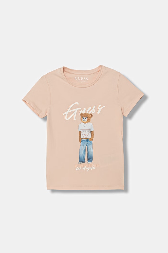 Guess t-shirt dziecięcy z elastanem różowy J6GI04.K6YW4.PPY2.M