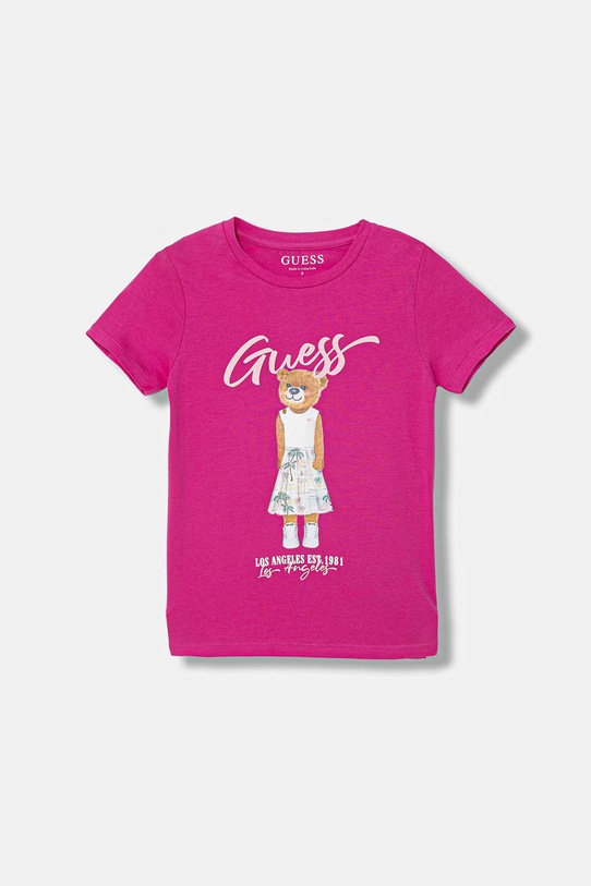 Guess t-shirt dziecięcy z elastanem różowy J6GI04.K6YW4.PPY2.M