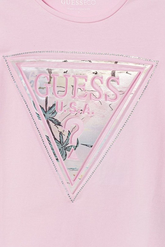 Dziewczynka Guess t-shirt bawełniany dziecięcy J6GI13.K6YW4.PPY2.M różowy