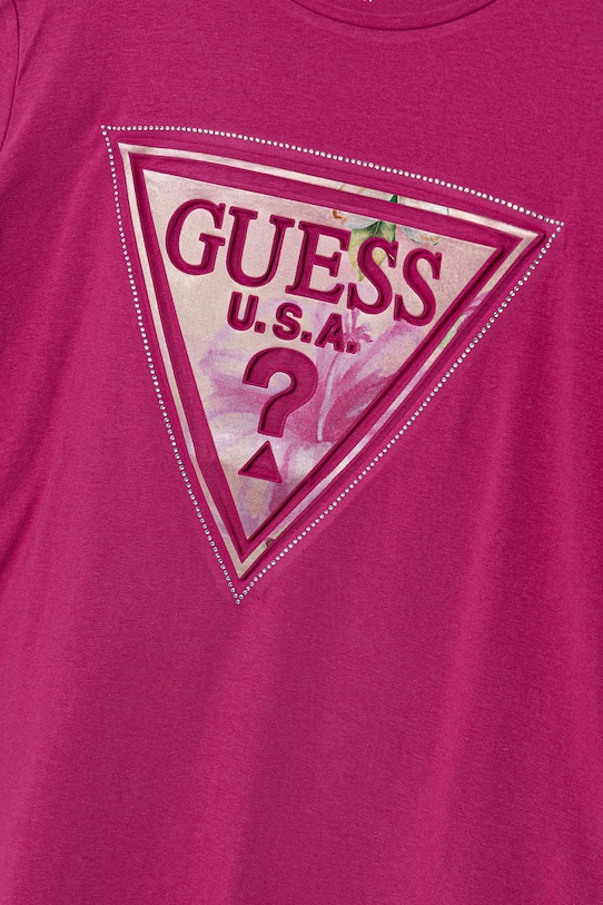 Dziewczynka Guess t-shirt bawełniany dziecięcy J6GI13.K6YW4.PPY2.M różowy