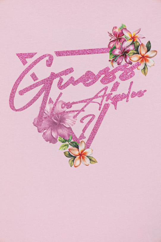 Dziewczynka Guess T-shirt dziecięcy bawełniany z elastanem J6GI15.K6YW4.PPY2.M różowy