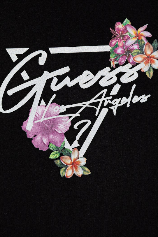Dziewczynka Guess T-shirt dziecięcy bawełniany z elastanem J6GI15.K6YW4.PPY2.M czarny