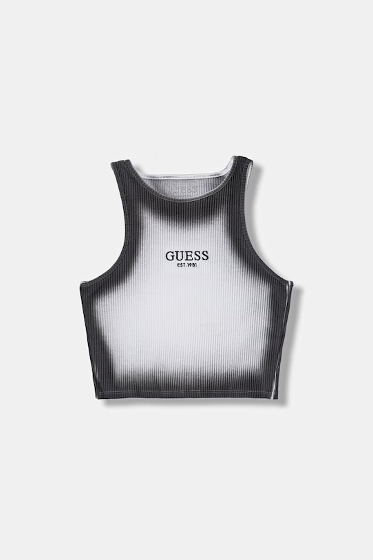 Guess top dziecięcy bawełniany z elastanem czarny J6GI22.KCSK4.PPY2.M