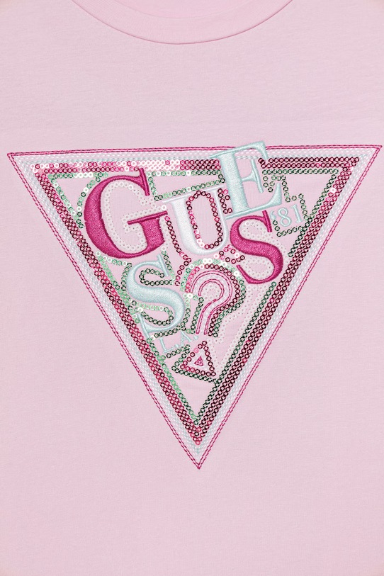 Dziewczynka Guess t-shirt dziecięcy bawełniany z elastanem J6GI24.K6YW4.PPY2.M różowy