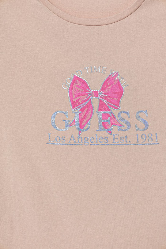 Dziewczynka Guess t-shirt basic dziecięcy bawełniany J6GI28.K6YW4.PPY2.M beżowy