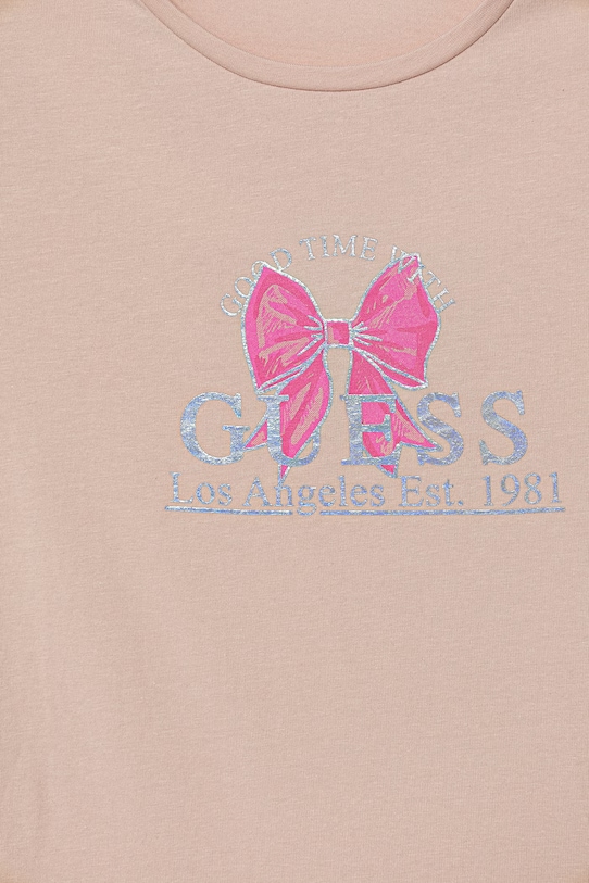 Dziewczynka Guess t-shirt basic dziecięcy bawełniany J6GI28.K6YW4.PPY2.M beżowy