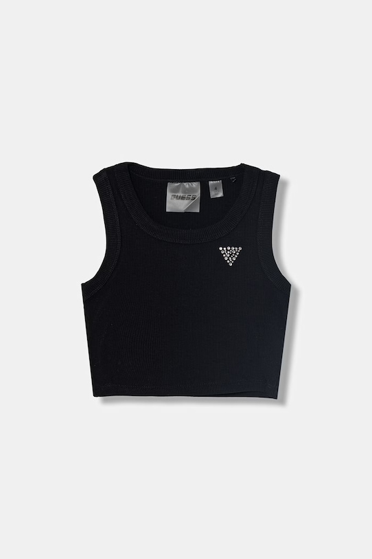 Guess crop top dziecięcy z wiskozy czarny J6GI36.K8RT2.PPY2.M