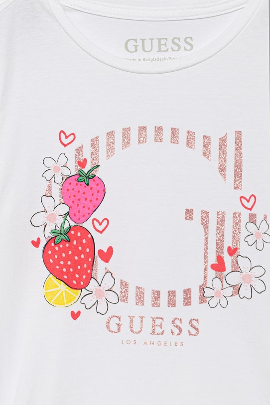 Dziewczynka Guess t-shirt dziecięcy bawełniany z elastanem K6GI00.K6YW4.PPY2.M biały