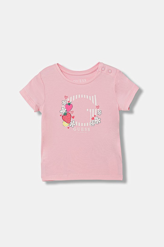 Guess t-shirt dziecięcy bawełniany z elastanem różowy K6GI00.K6YW4.PPY2.M