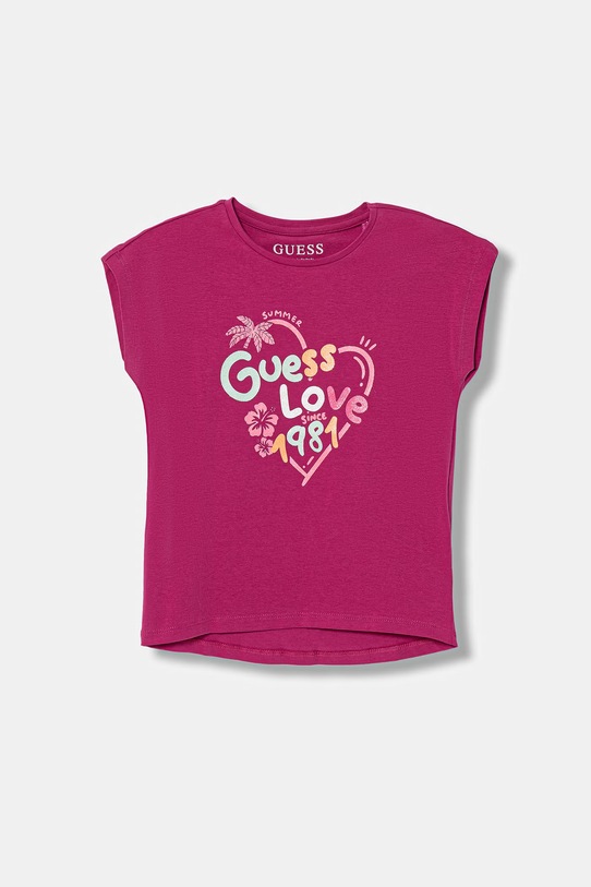 Guess t-shirt dziecięcy z bawełną różowy K6GI03.K6YW4.PPY2.M